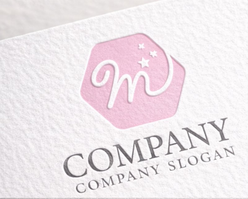 画像2: M・六角形・フリーハンド・アルファベット・ロゴ・マークデザイン5763 (2)