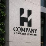 会社ロゴデザイン｜Hとビルを表現したロゴ