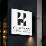 会社ロゴデザイン｜Hとビルを表現したロゴ
