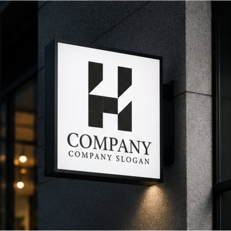 会社ロゴデザイン｜Hとビルを表現したロゴ