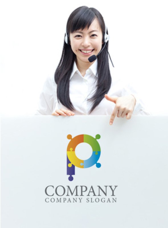 画像3: P・パズル・輪・協力・アルファベットロゴ・マークデザイン1123 (3)