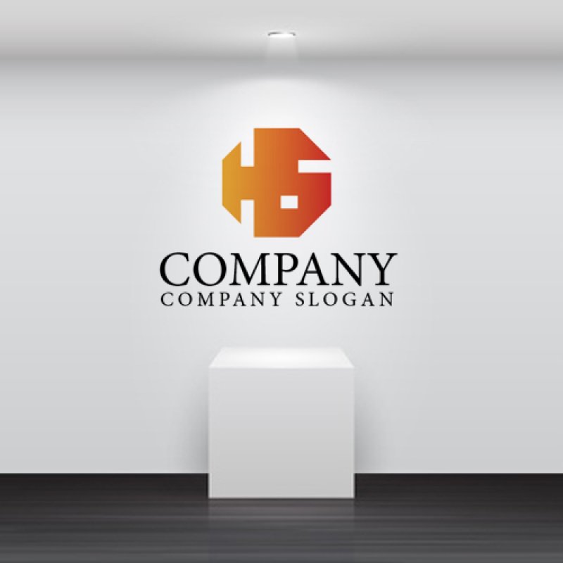 画像2: H・S・ 六角形・グラデーション・アルファベットロゴ・マークデザイン1201 (2)