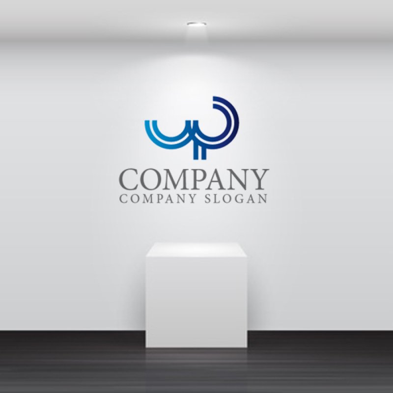 画像2: W・P・グラデーション・二重線・アルファベットロゴ・マークデザイン1279 (2)