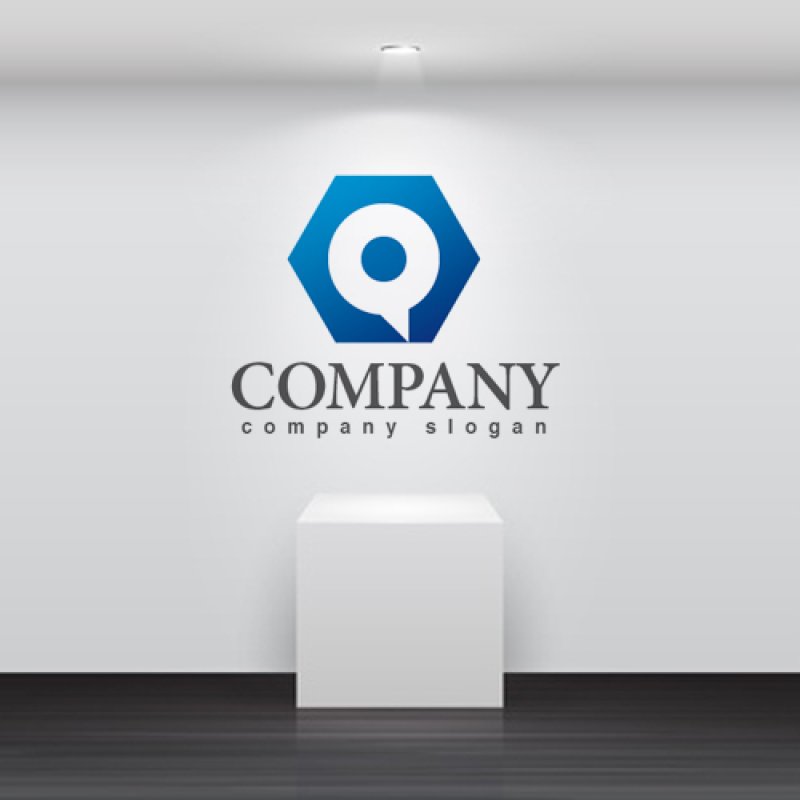 画像2: Q・P・六角形・吹き出し・グラデーション・ロゴ・マークデザイン1445 (2)