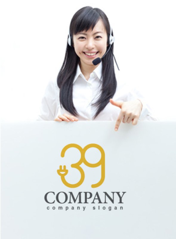 画像3: 3・9・プラグ・コード・アルファベットロゴ・マークデザイン2061 (3)