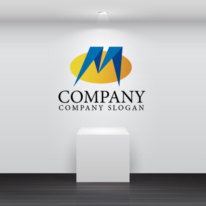 画像2: M・楕円・折り紙・アルファベット・グラデーション・ロゴ・マークデザイン2357 (2)