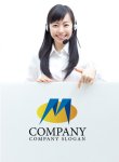 画像3: M・楕円・折り紙・アルファベット・グラデーション・ロゴ・マークデザイン2357 (3)