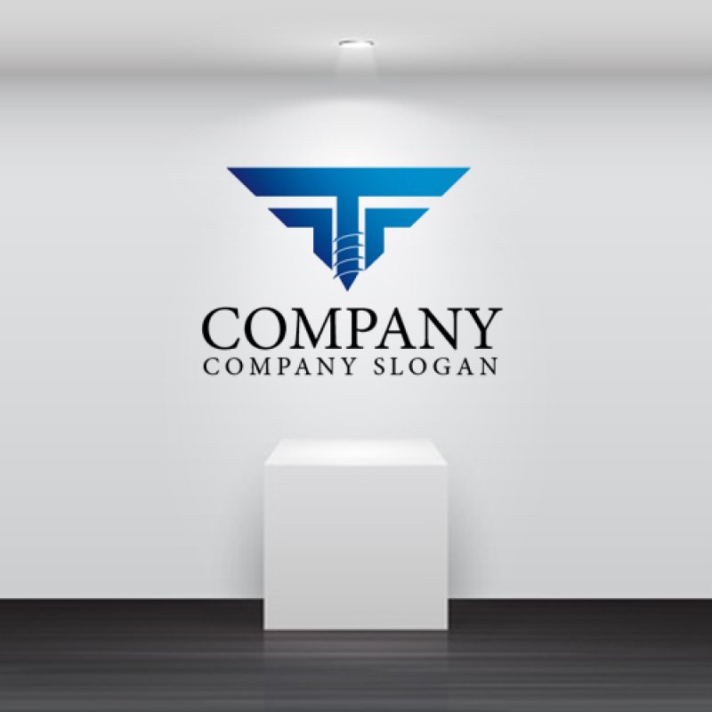 画像2: T・ネジ・翼・アルファベット・グラデーション・ロゴ・マークデザイン2387 (2)