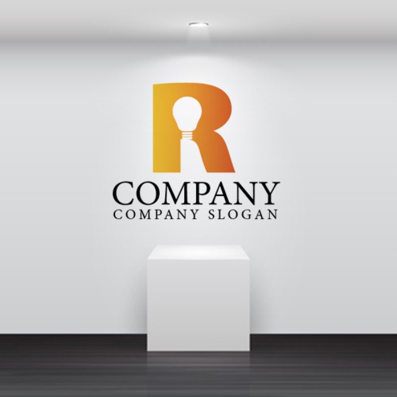 画像2: R・電球・シンプル・グラデーション・アルファベット・ロゴ・マークデザイン2505 (2)