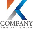 画像1: K・三角・上昇・グラデーション・アルファベット・ロゴ・マークデザイン2629 (1)