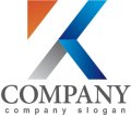K・三角・上昇・グラデーション・アルファベット・ロゴ・マークデザイン2629