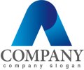 A・シンプル・山・上昇・アルファベット・グラデーション・ロゴ・マークデザイン2708