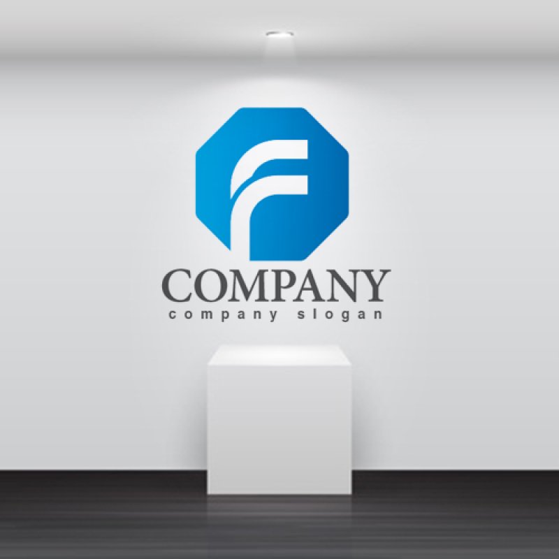 画像2: F・八角形・曲線・アルファベット・グラデーション・ロゴ・マークデザイン2915 (2)