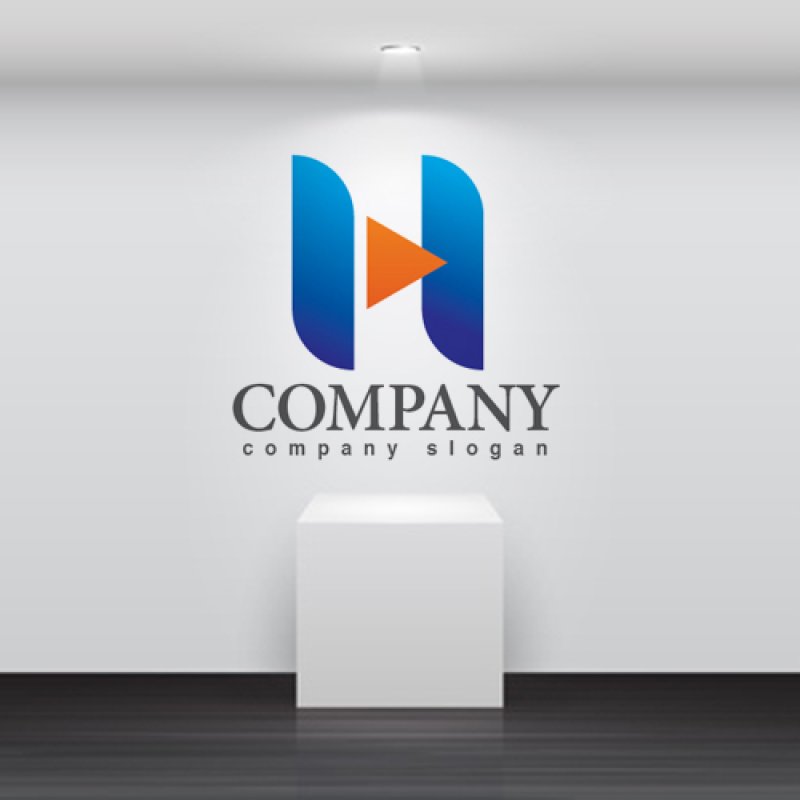 画像2: H・三角・play・アルファベット・グラデーション・ロゴ・マークデザイン2950 (2)