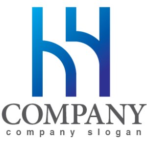 画像1: H・線・h・アルファベット・グラデーション・ロゴ・マークデザイン2952