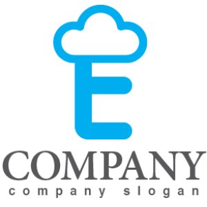 画像1: E・雲・cloud・シンプル・アルファベット・ロゴ・マークデザイン2966