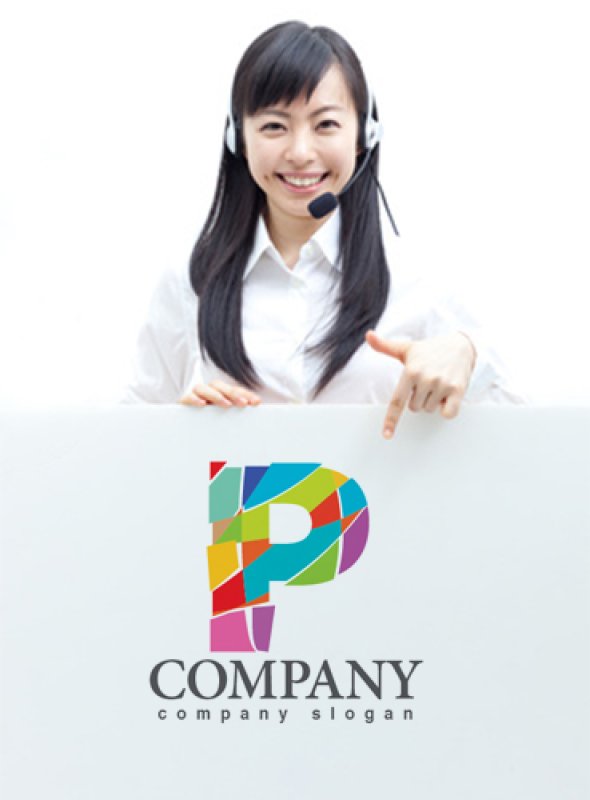 画像3: P・パッチワーク・色紙・アルファベット・ロゴ・マークデザイン3094 (3)