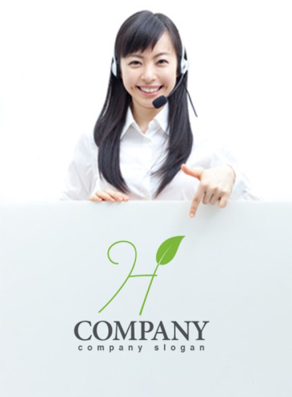 画像3: H・葉・曲線・ロゴ・マークデザイン3101 (3)