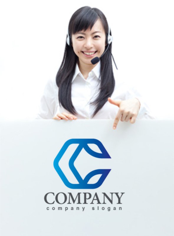 画像3: C・シンプル・六角形・グラデーション・ロゴ・マークデザイン3148 (3)