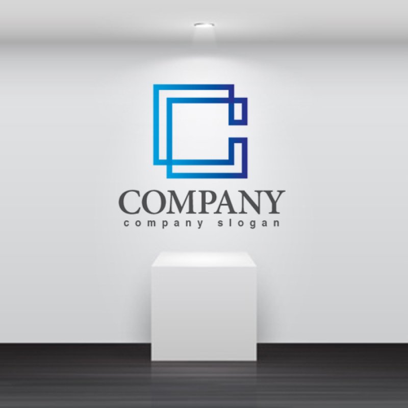 画像2: C・四角・線・シンプル・グラデーション・ロゴ・マークデザイン3149 (2)