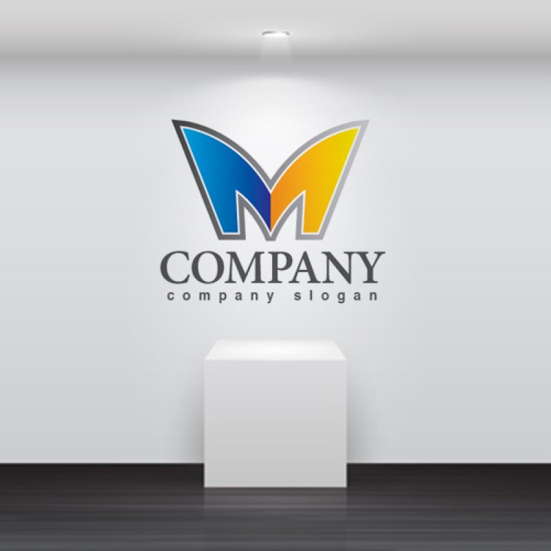 画像2: M・羽・蝶・グラデーション・アルファベット・ロゴ・マークデザイン3181 (2)