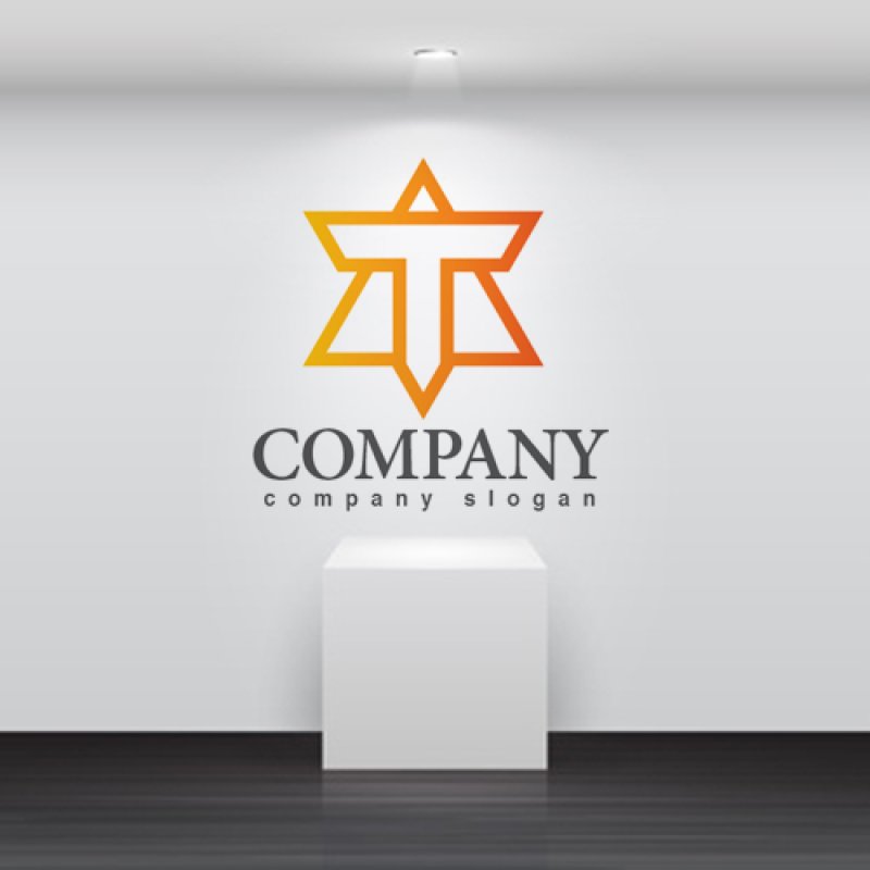 画像2: T・シンプル・グラデーション・アルファベット・三角・ロゴ・マークデザイン3220 (2)