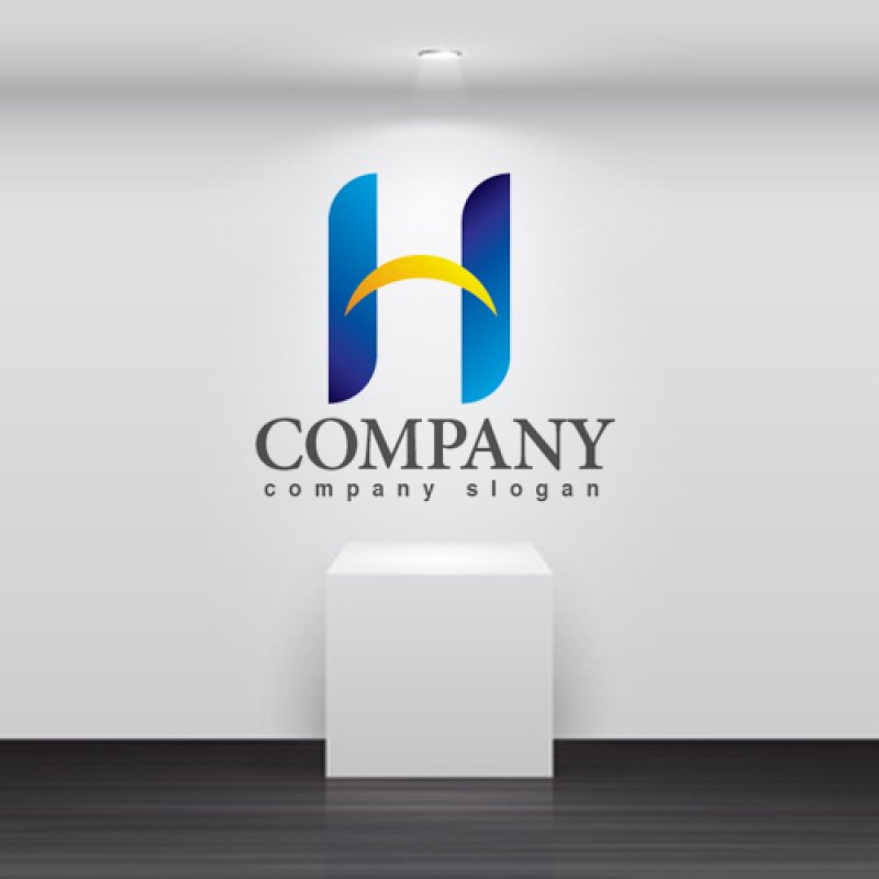 画像2: H・曲線・橋・グラデーション・アルファベット・ロゴ・マークデザイン3525 (2)