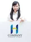 画像3: H・曲線・橋・グラデーション・アルファベット・ロゴ・マークデザイン3525 (3)