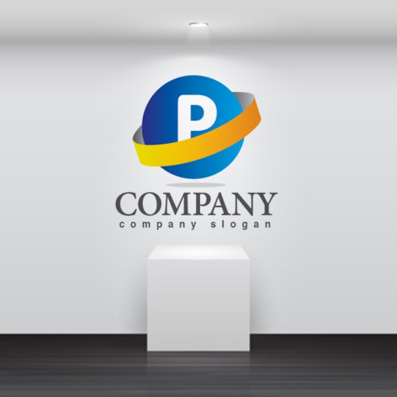 画像2: P・地球・帯・グラデーション・アルファベット・ロゴ・マークデザイン3648 (2)