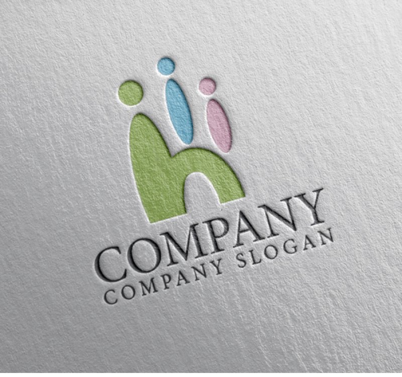 画像2: h・ 親子・アルファベット・ロゴ・マークデザイン4978 (2)