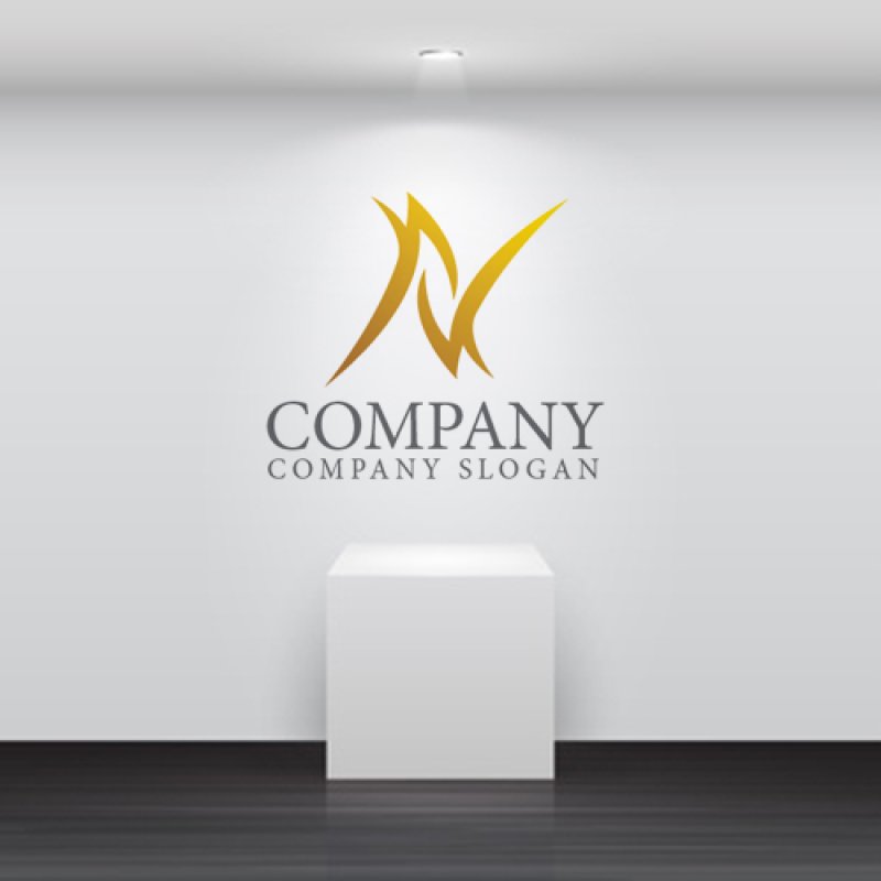 画像5: N・曲線・ゴールド・アルファベット・ロゴ・マークデザイン4995 (5)