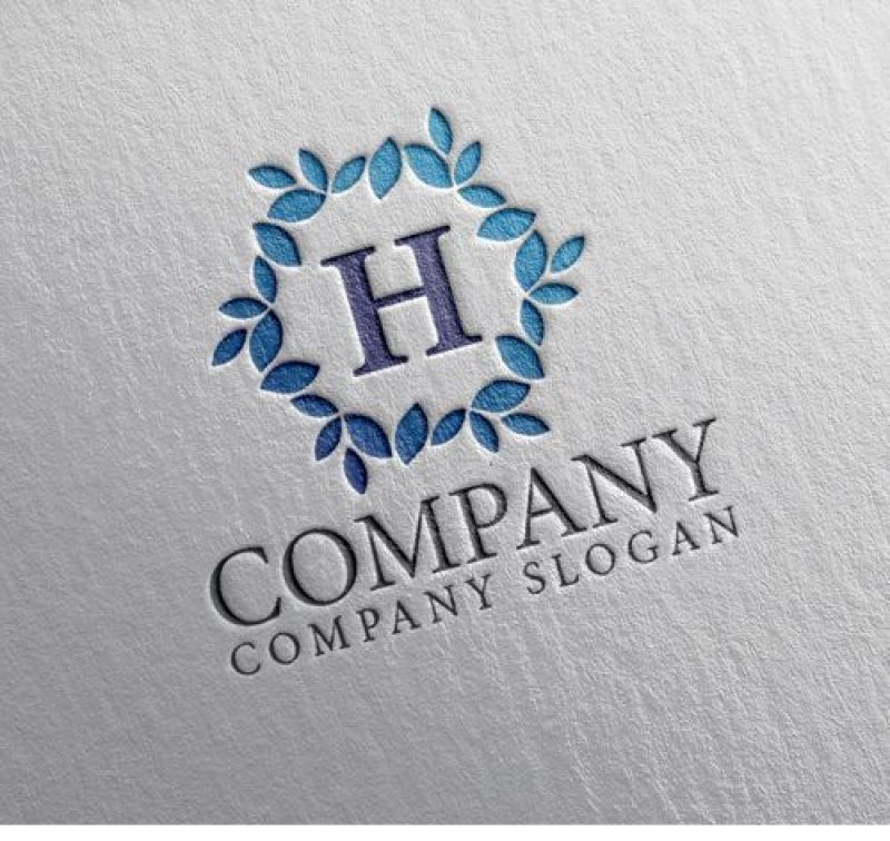 画像2: H・六角形・葉・月桂樹・グラデーション・ロゴ・マークデザイン5017 (2)