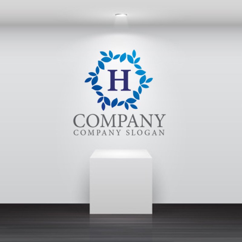 画像5: H・六角形・葉・月桂樹・グラデーション・ロゴ・マークデザイン5017 (5)