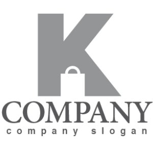 画像1: K・バック・ショッピング・アルファベット・ロゴ・マークデザイン5228