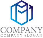 画像1: M・六角形・グラデーション・会社ロゴ・マークデザイン5393 (1)