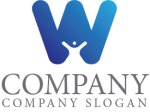 画像1: W・人・グラデーション・アルファベット・会社ロゴ・マークデザイン5467 (1)