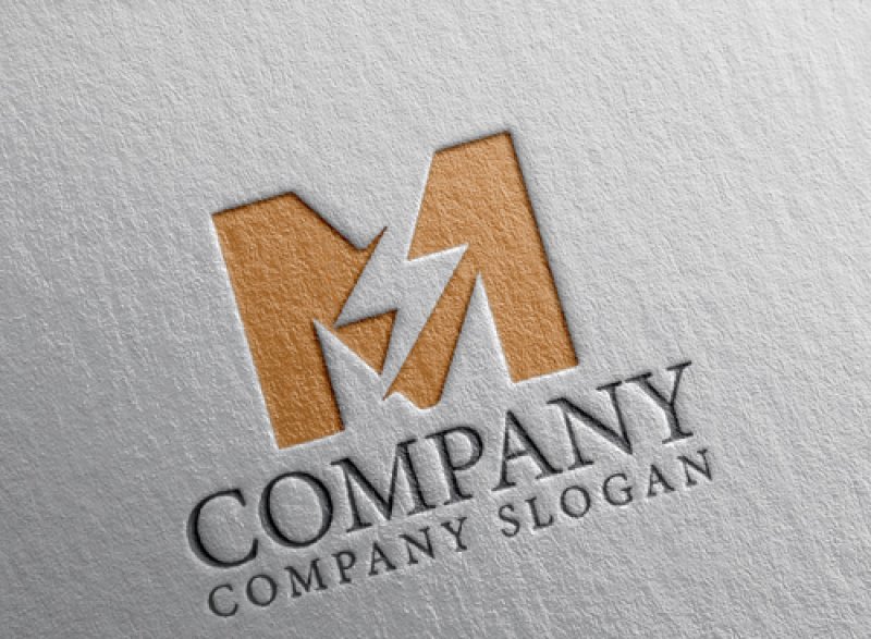 画像2: M・稲妻・電気・アルファベット・ロゴ・マークデザイン5700 (2)