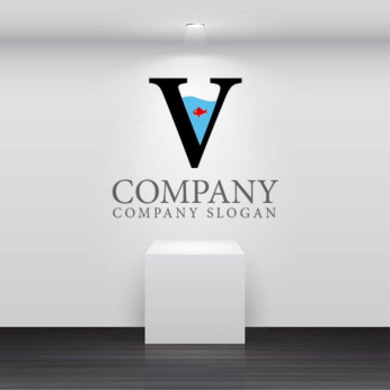 画像2: V・金魚・水・水槽アルファベットロゴ・マークデザイン809 (2)