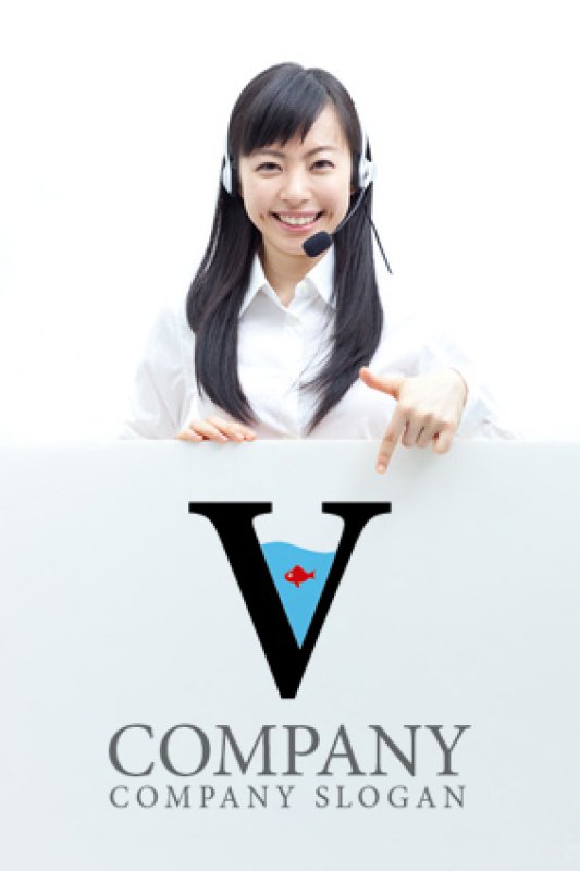 画像3: V・金魚・水・水槽アルファベットロゴ・マークデザイン809 (3)