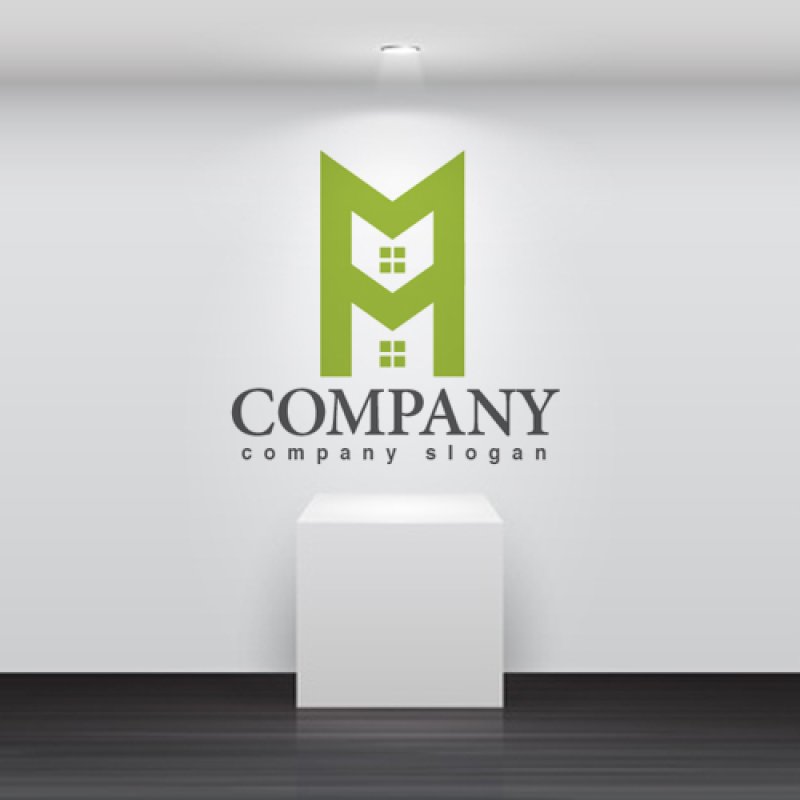 画像2: 家・M・二階・窓・アルファベット・ロゴ・マークデザイン654 (2)