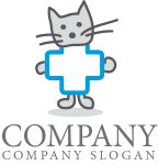 画像1: 猫・十字・かわいい・ロゴ・マークデザイン005 (1)