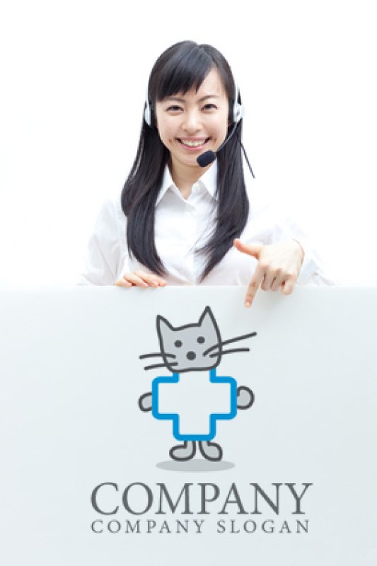 画像2: 猫・十字・かわいい・ロゴ・マークデザイン005 (2)