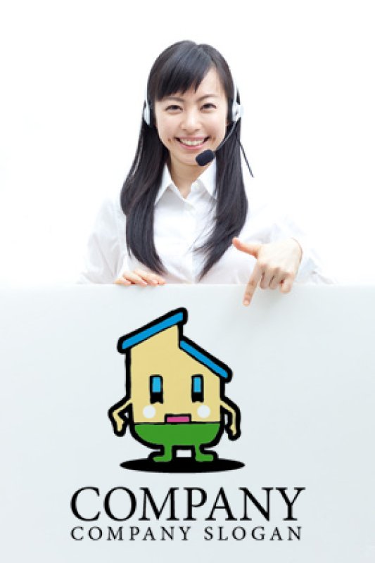 画像3: 家・顔・屋根・窓・笑顔・かわいい・ロゴ・マークデザイン046 (3)