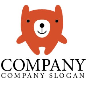 ロゴ作成サンプルです クマ ぬいぐるみ 笑顔 ロゴ マークデザイン053をイメージしたロゴデザインです