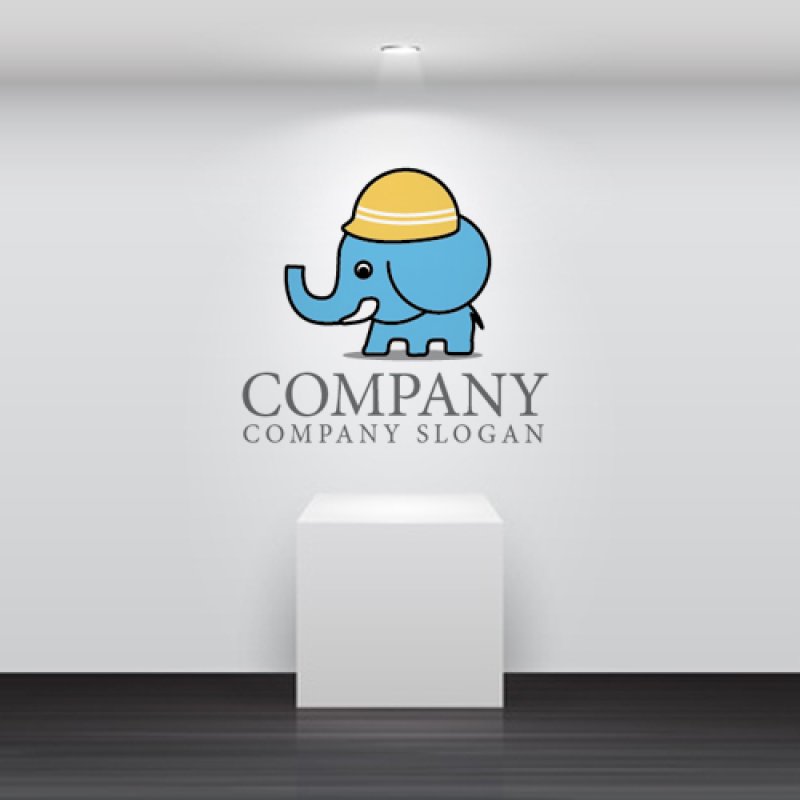 画像2: ぞう・ヘルメット・工事・かわいい・キャラ・ロゴ・マークデザイン070 (2)