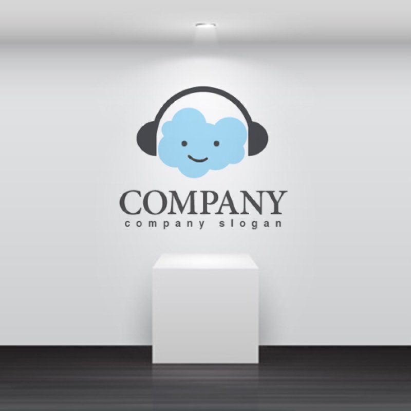 画像2: 顔・雲・ヘッドフォン・かわいい・キャラ・ロゴ・マークデザイン091 (2)