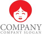 画像1: 女将・顔・キャラ・かわいい・ロゴ・マークデザイン097 (1)