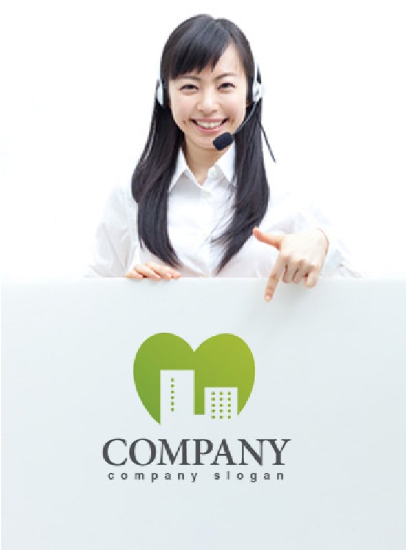 画像3: ビル・ハート・街・グラデーション・ロゴマークデザイン235 (3)