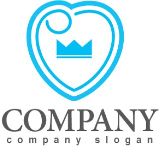 ロゴ販売サンプルです。ハート・翼・王冠・ロゴ・マークデザイン2769を