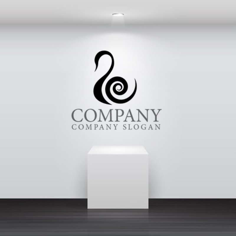 画像2: 白鳥・鳥・曲線・渦・ロゴ・マークデザイン247 (2)